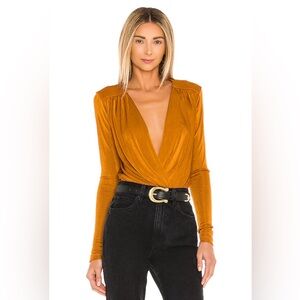 Free People Turnt Long Sleeve Bodysuit in Honey Ginger